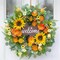 24-Inch Spring & Summer Wreath – Sunflowers, Daisies, Eucalyptus with Welcome Sign for Front Door, Porch, Indoor & Outdoor Home Decor